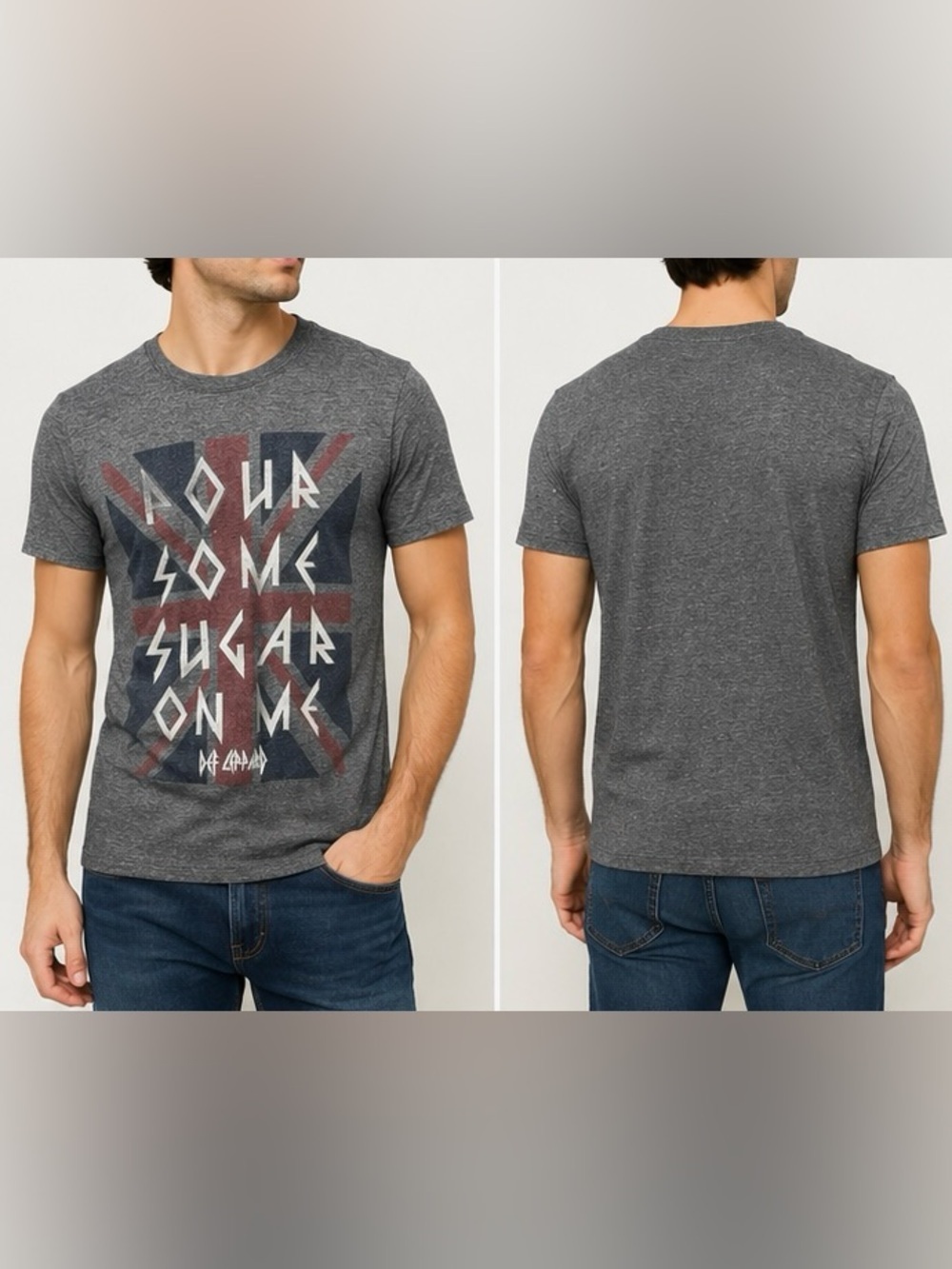 Def Leppard Pour Some Sugar On Me Men’s Small Graphic Band Tee Grey Rock Tee